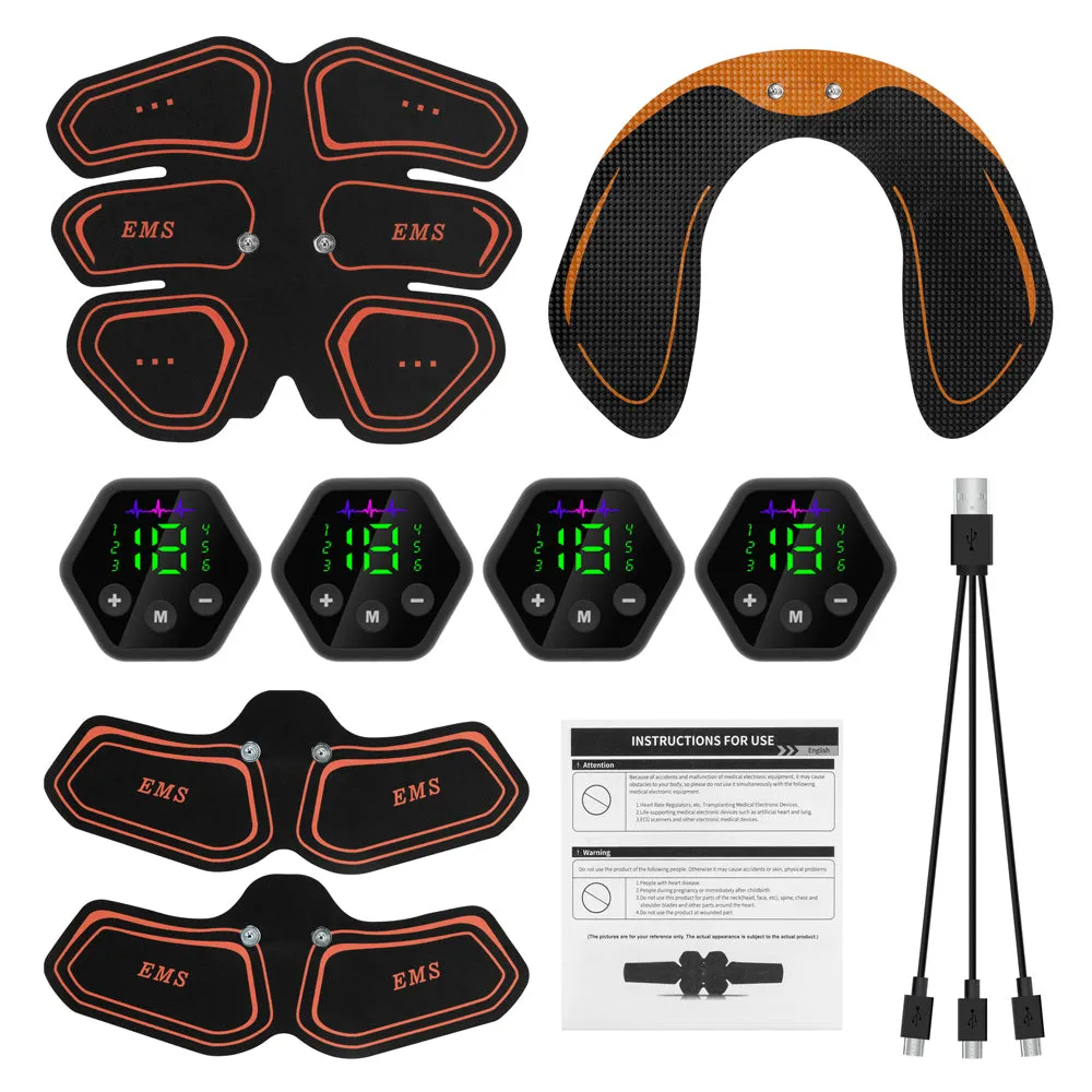 Premium EMS Muscle Stimulator Abdominal Hip Trainer with LCD Display | USB Rechargeable Fitness Toner for Body Slimming & Waist Training at Home Gym