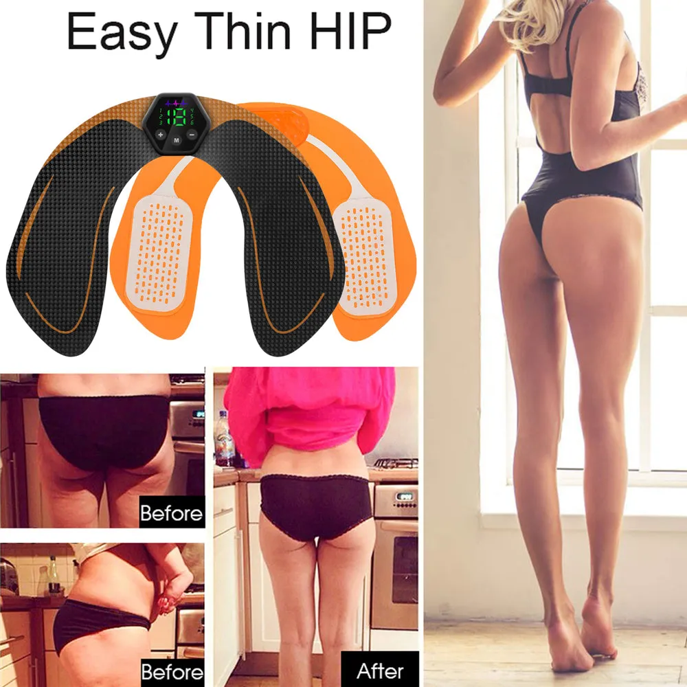 Premium EMS Muscle Stimulator Abdominal Hip Trainer with LCD Display | USB Rechargeable Fitness Toner for Body Slimming & Waist Training at Home Gym