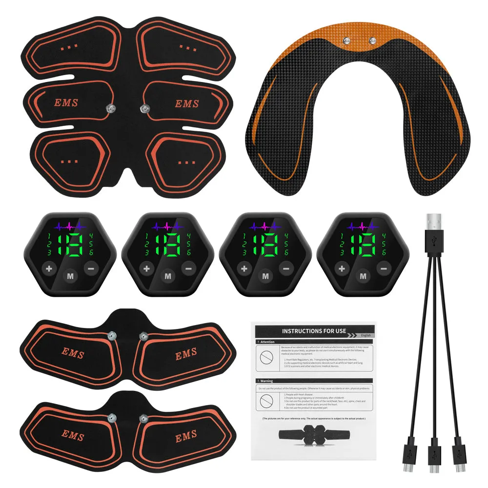 Premium EMS Muscle Stimulator Abdominal Hip Trainer with LCD Display | USB Rechargeable Fitness Toner for Body Slimming & Waist Training at Home Gym