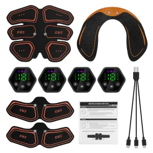 Premium EMS Muscle Stimulator Abdominal Hip Trainer with LCD Display | USB Rechargeable Fitness Toner for Body Slimming & Waist Training at Home Gym