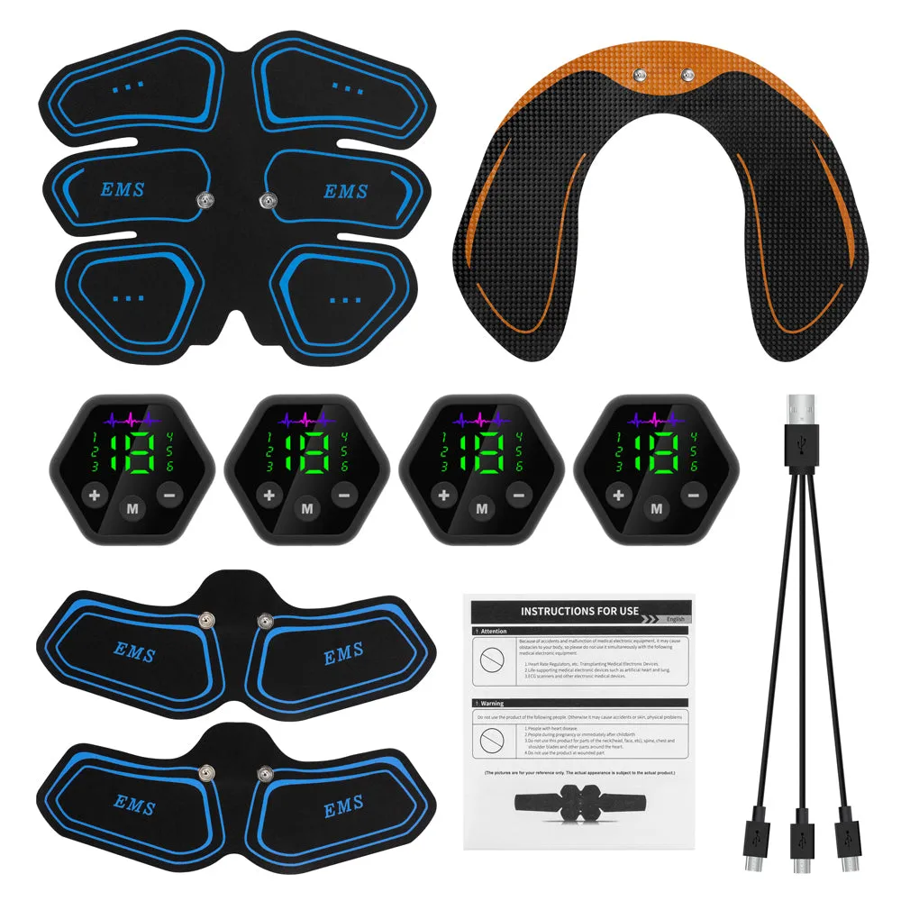 Premium EMS Muscle Stimulator Abdominal Hip Trainer with LCD Display | USB Rechargeable Fitness Toner for Body Slimming & Waist Training at Home Gym