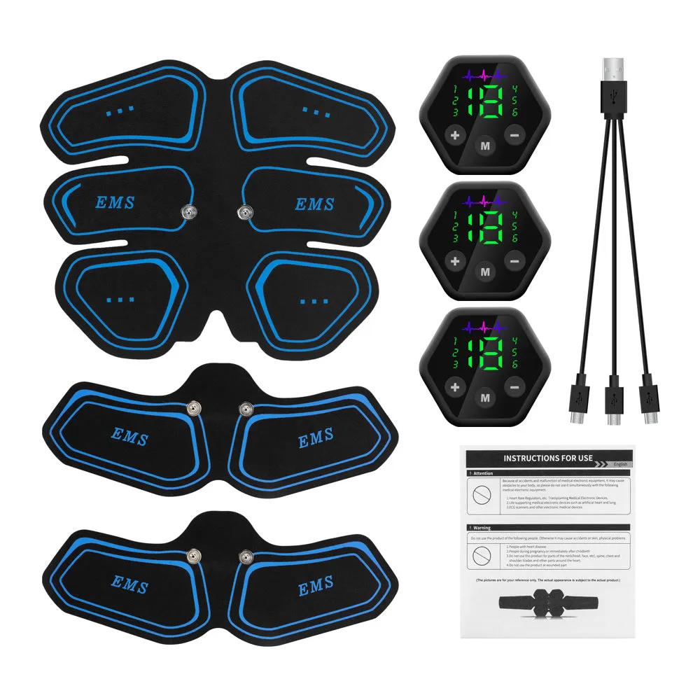 Premium EMS Muscle Stimulator Abdominal Hip Trainer with LCD Display | USB Rechargeable Fitness Toner for Body Slimming & Waist Training at Home Gym