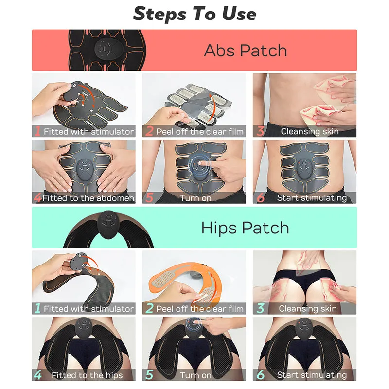 Premium EMS Muscle Stimulator Abdominal Hip Trainer with LCD Display | USB Rechargeable Fitness Toner for Body Slimming & Waist Training at Home Gym
