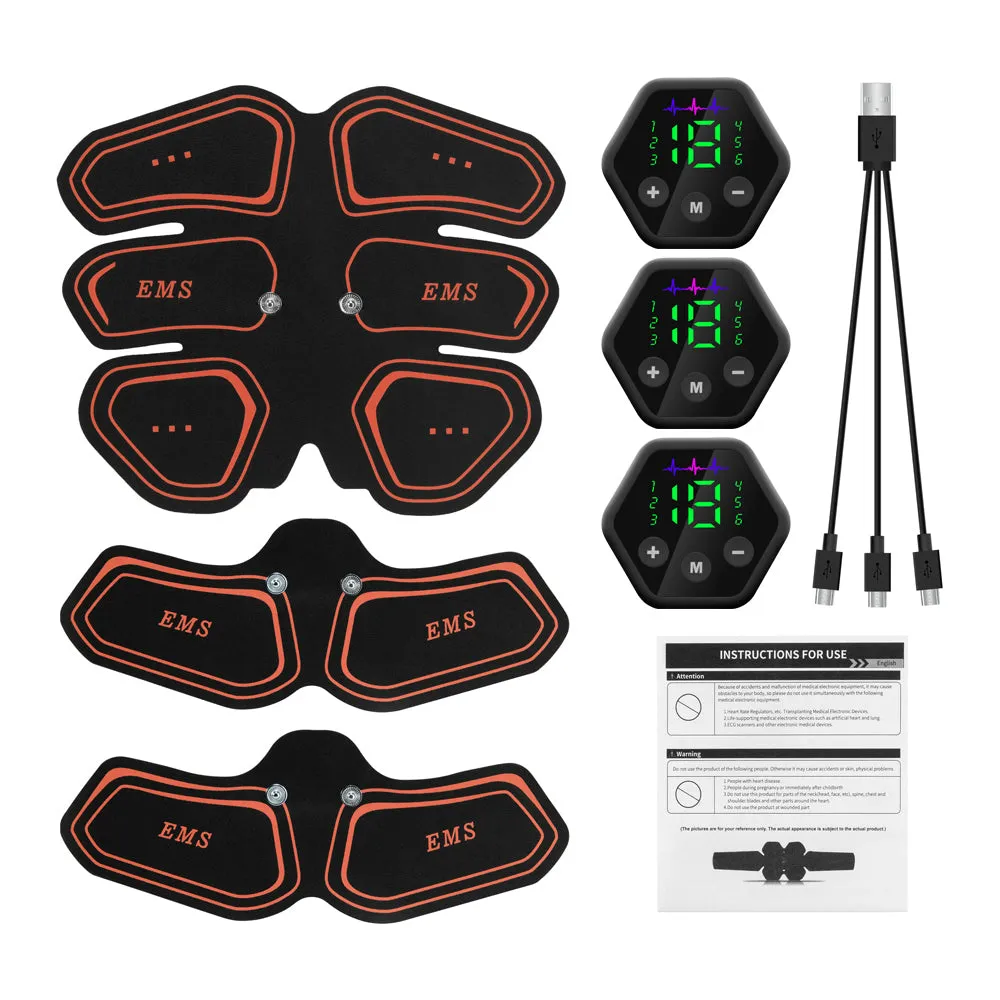 Premium EMS Muscle Stimulator Abdominal Hip Trainer with LCD Display | USB Rechargeable Fitness Toner for Body Slimming & Waist Training at Home Gym