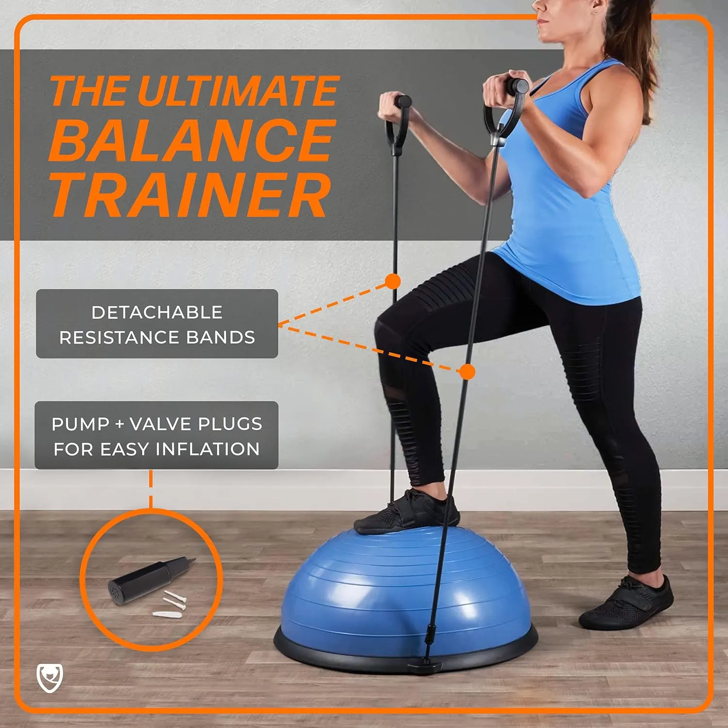 Premium Half Balance Ball – Yoga Balance Trainer for Core Stability & Full Body Workout – Includes Resistance Bands – Home or Gym Use for Core & Leg Toning