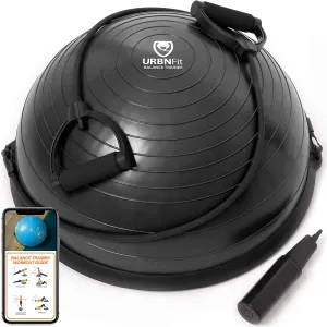 Premium Half Balance Ball – Yoga Balance Trainer for Core Stability & Full Body Workout – Includes Resistance Bands – Home or Gym Use for Core & Leg Toning