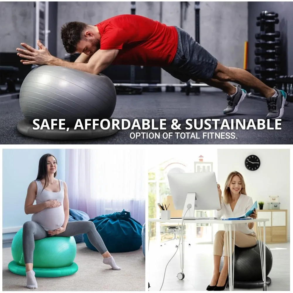 Premium Half Balance Ball – Yoga Balance Trainer for Core Stability & Full Body Workout – Includes Resistance Bands – Home or Gym Use for Core & Leg Toning