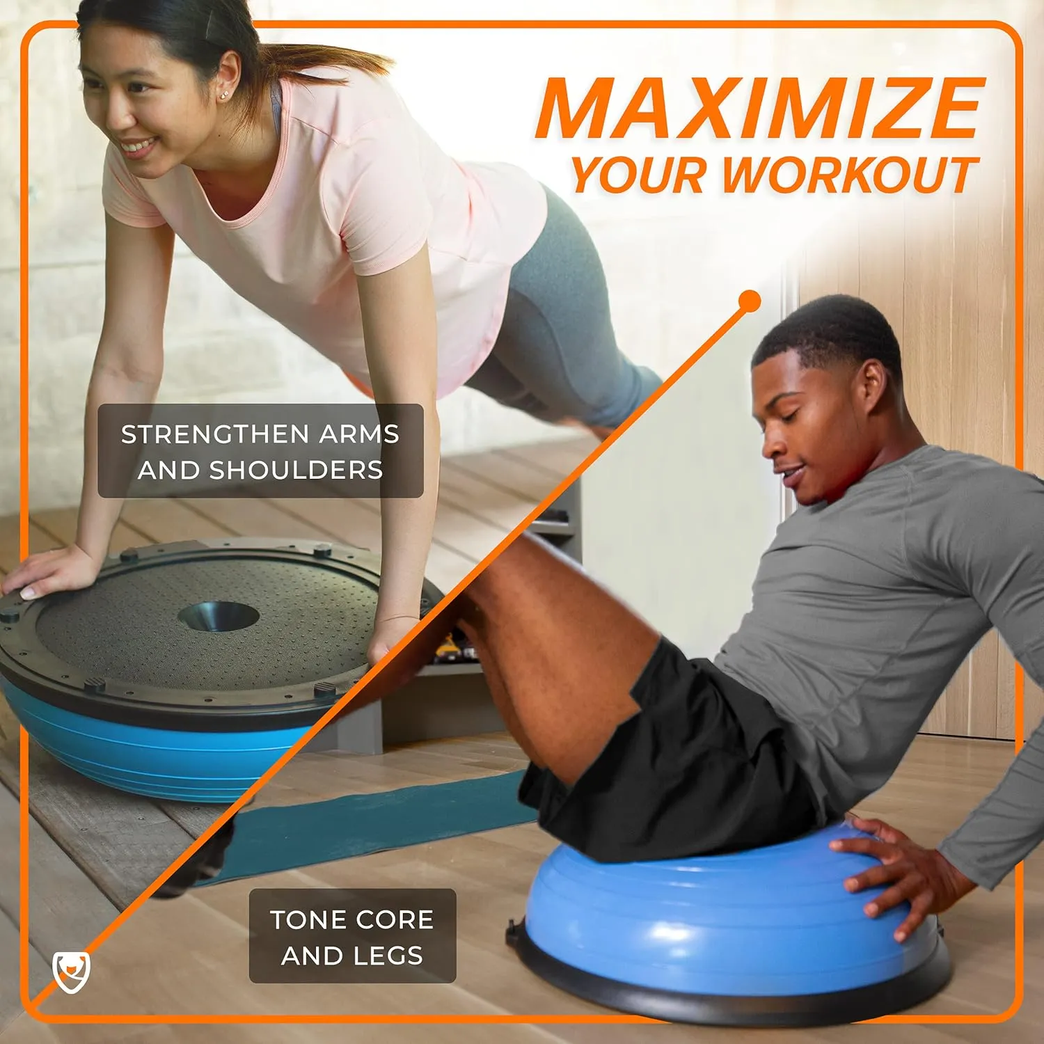 Premium Half Balance Ball – Yoga Balance Trainer for Core Stability & Full Body Workout – Includes Resistance Bands – Home or Gym Use for Core & Leg Toning