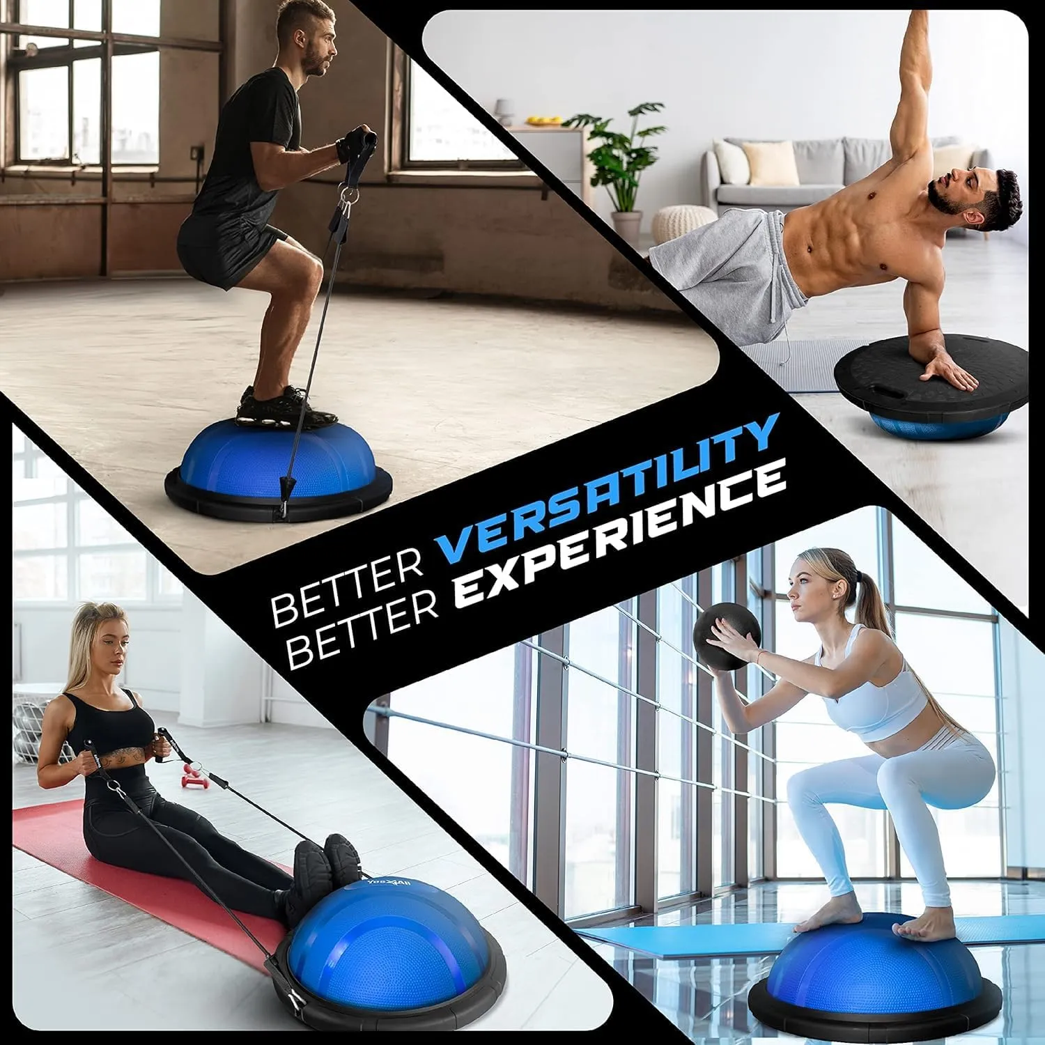 Premium Half Balance Ball – Yoga Balance Trainer for Core Stability & Full Body Workout – Includes Resistance Bands – Home or Gym Use for Core & Leg Toning