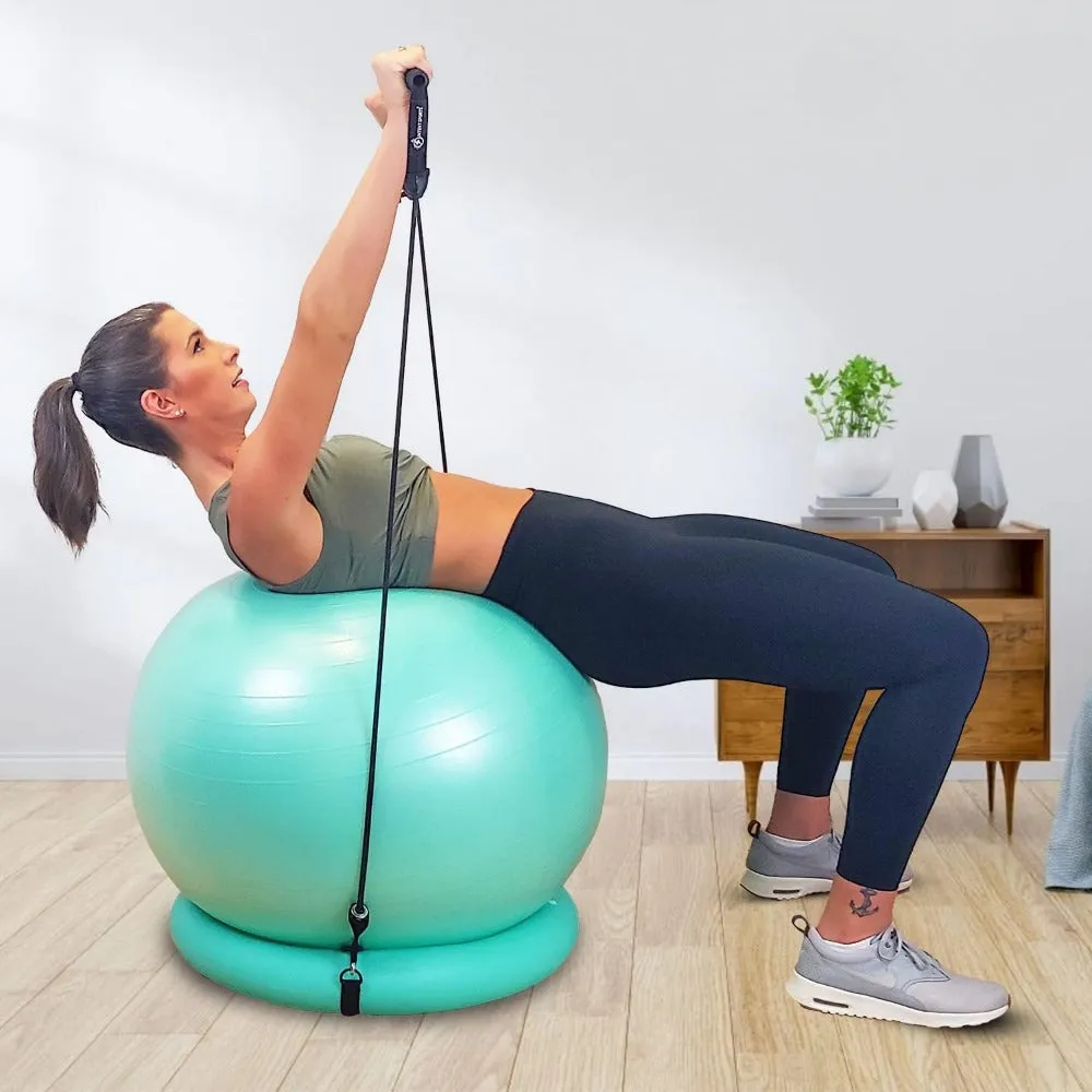 Premium Half Balance Ball – Yoga Balance Trainer for Core Stability & Full Body Workout – Includes Resistance Bands – Home or Gym Use for Core & Leg Toning