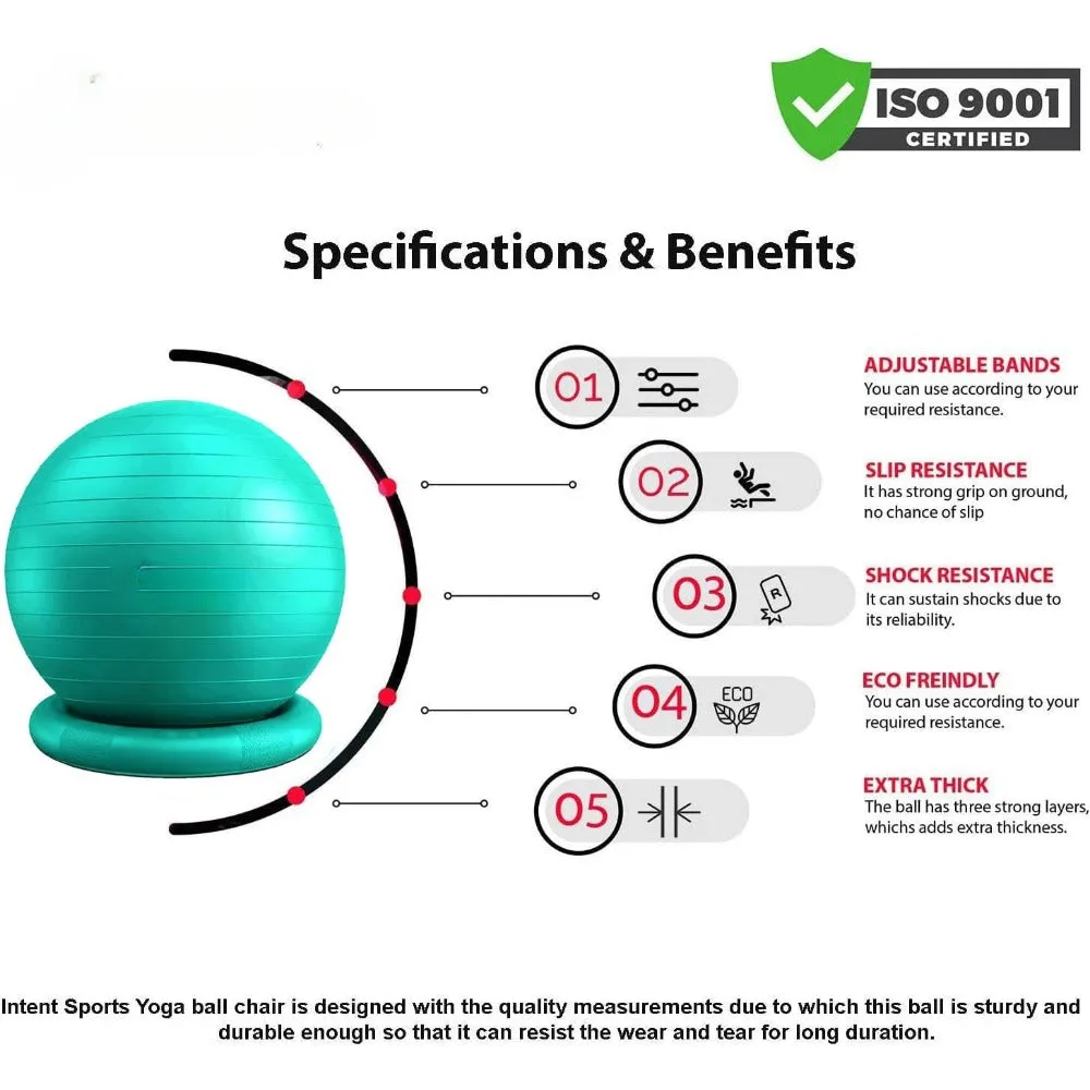 Premium Half Balance Ball – Yoga Balance Trainer for Core Stability & Full Body Workout – Includes Resistance Bands – Home or Gym Use for Core & Leg Toning