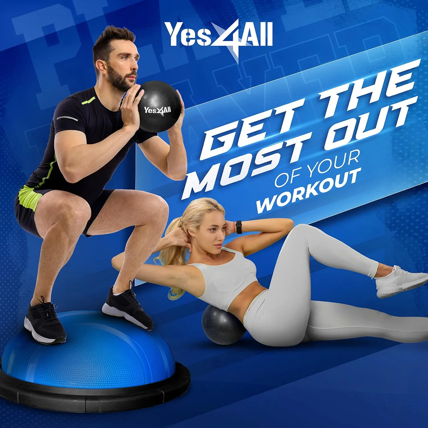 Premium Half Balance Ball – Yoga Balance Trainer for Core Stability & Full Body Workout – Includes Resistance Bands – Home or Gym Use for Core & Leg Toning