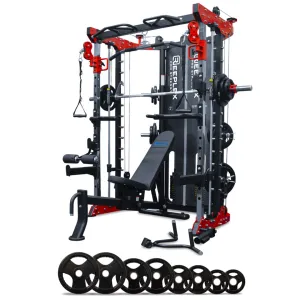 Reeplex CBT-PN Multi Station Gym   FID Bench   100kg Olympic Rubber Weight Plates