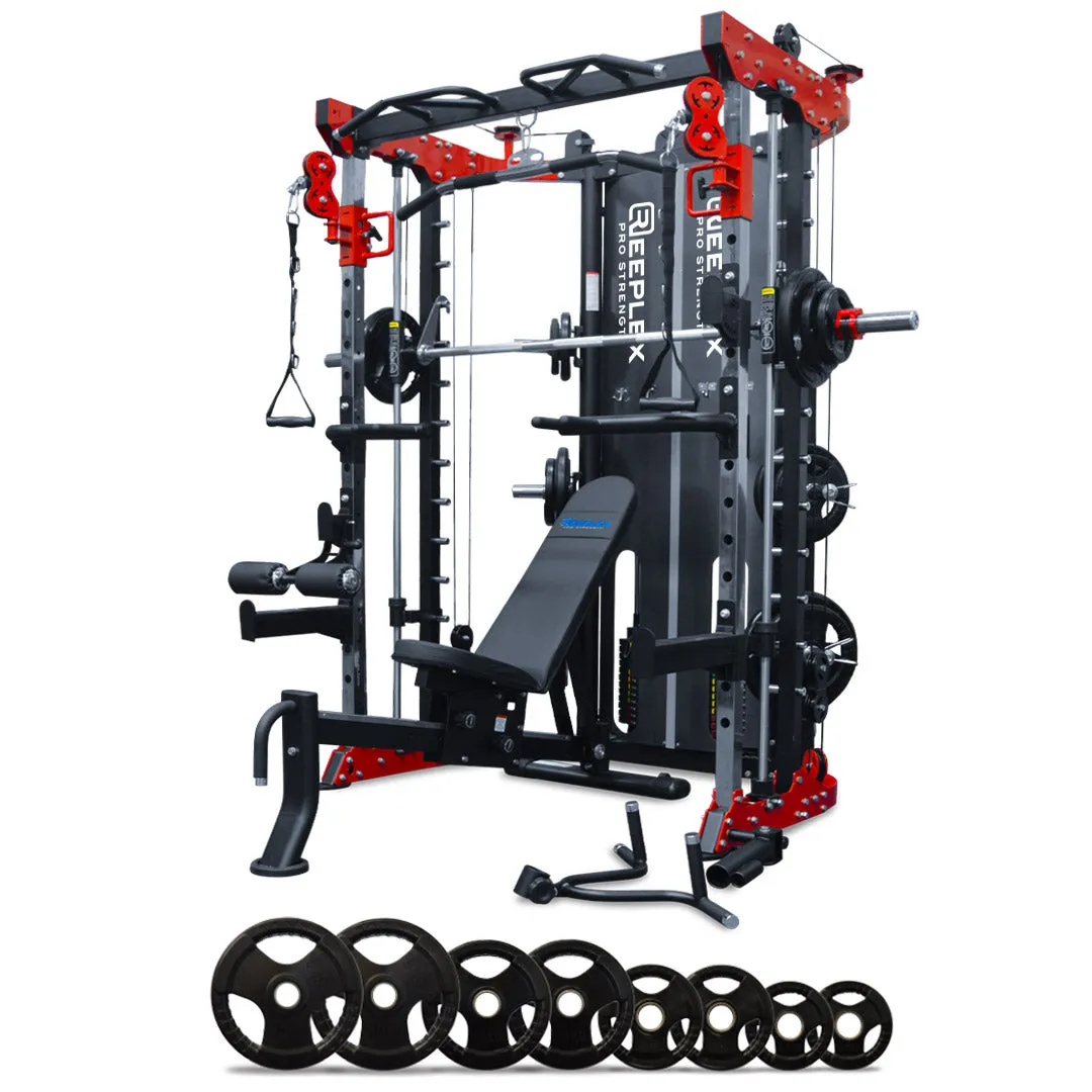 Reeplex CBT-PN Multi Station Gym   FID Bench   100kg Olympic Rubber Weight Plates