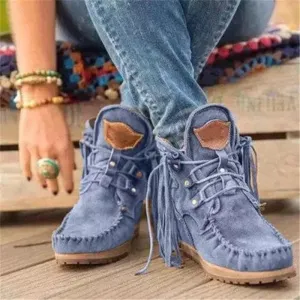 Retro Fringe Moccasin Leather Winter Boots