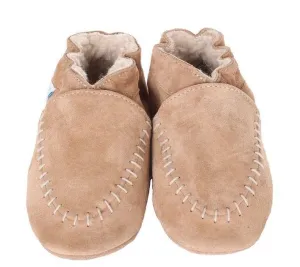 Robeez® Boy Cozy Moccasin Taupe Soft Soles