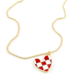 Ron Checkered Heart Necklace