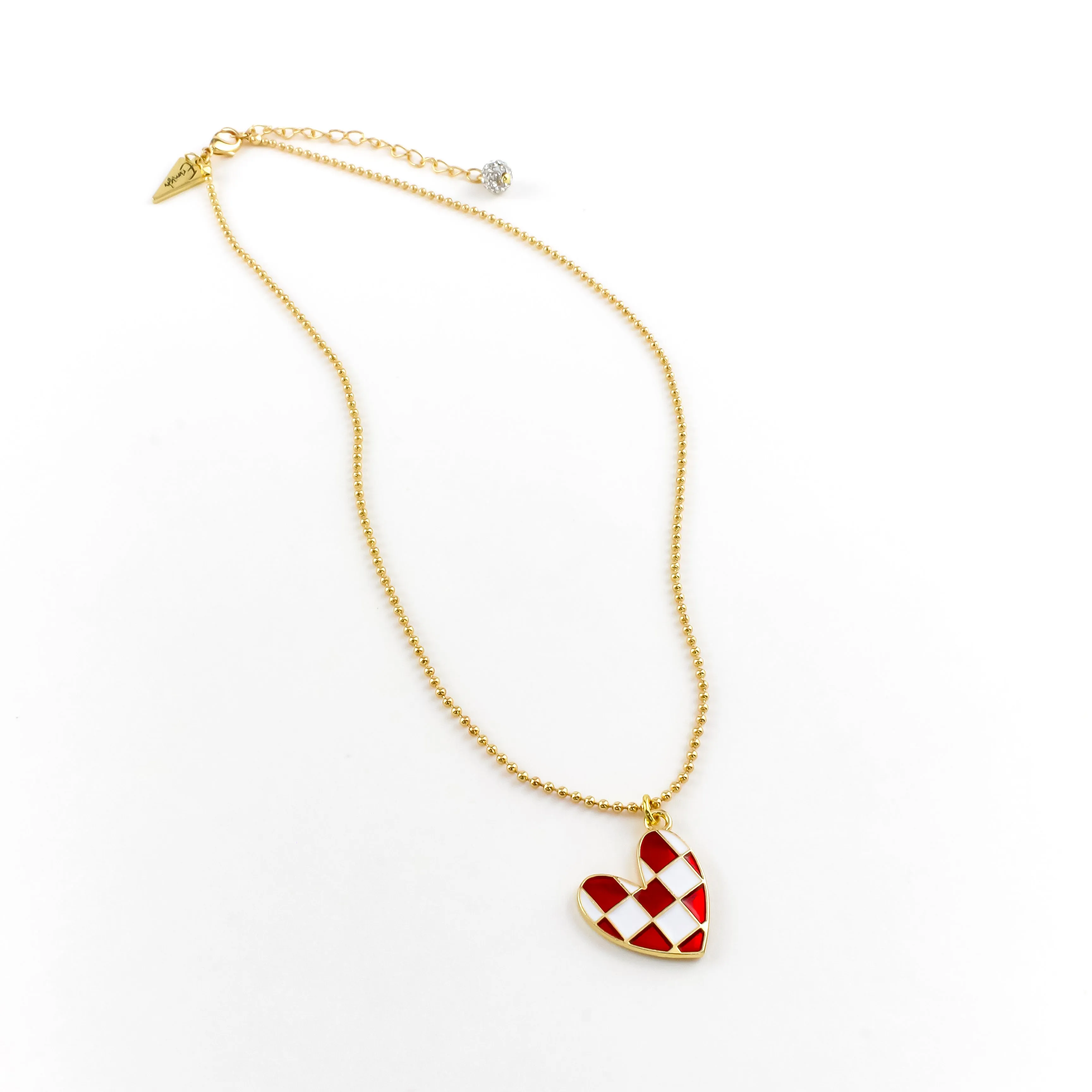 Ron Checkered Heart Necklace