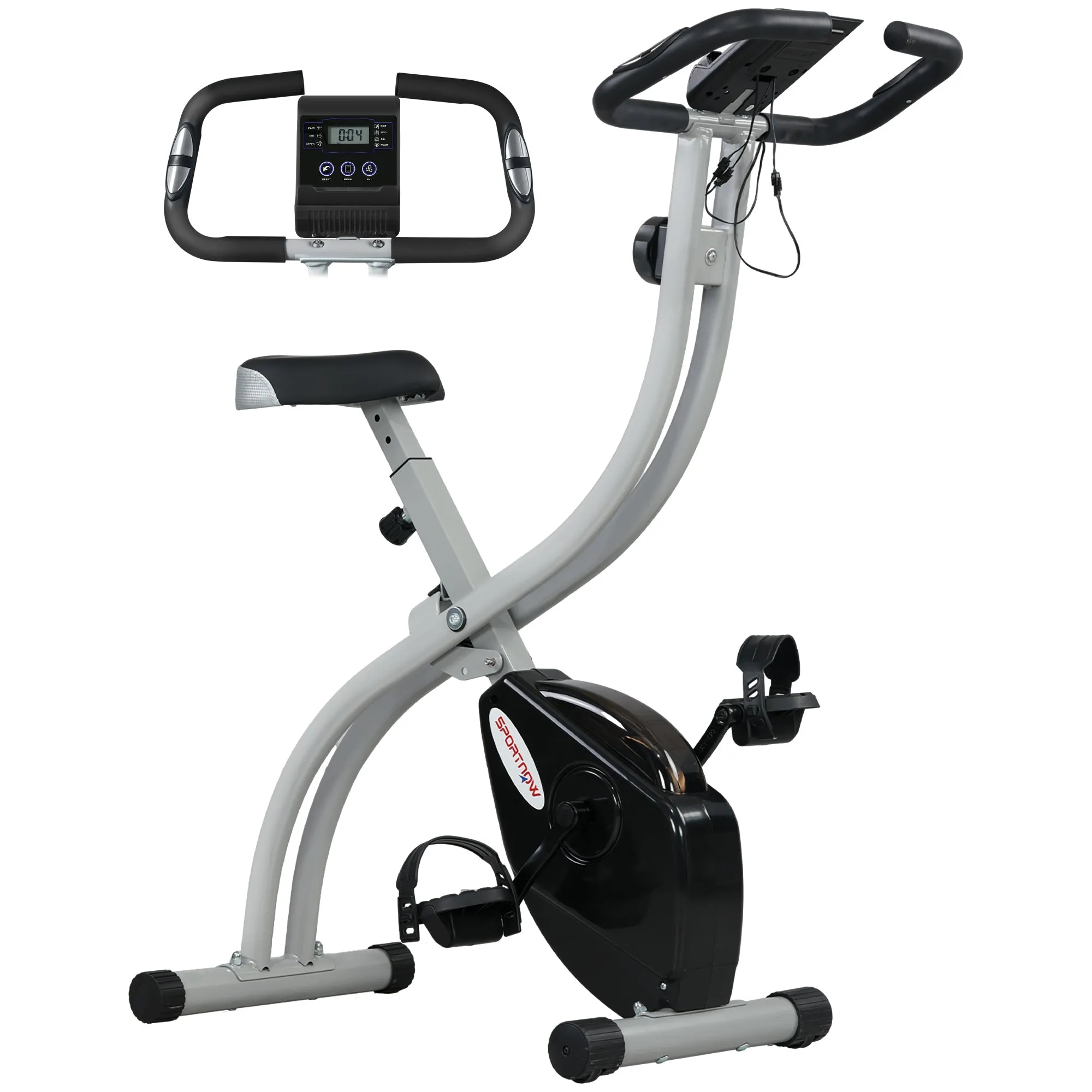 Rootz Foldable Home Trainer - Fitness Bike - Indoor Bicycle - 8-Level Magnetic Resistance - LCD Screen - 97cm x 43cm x 110cm