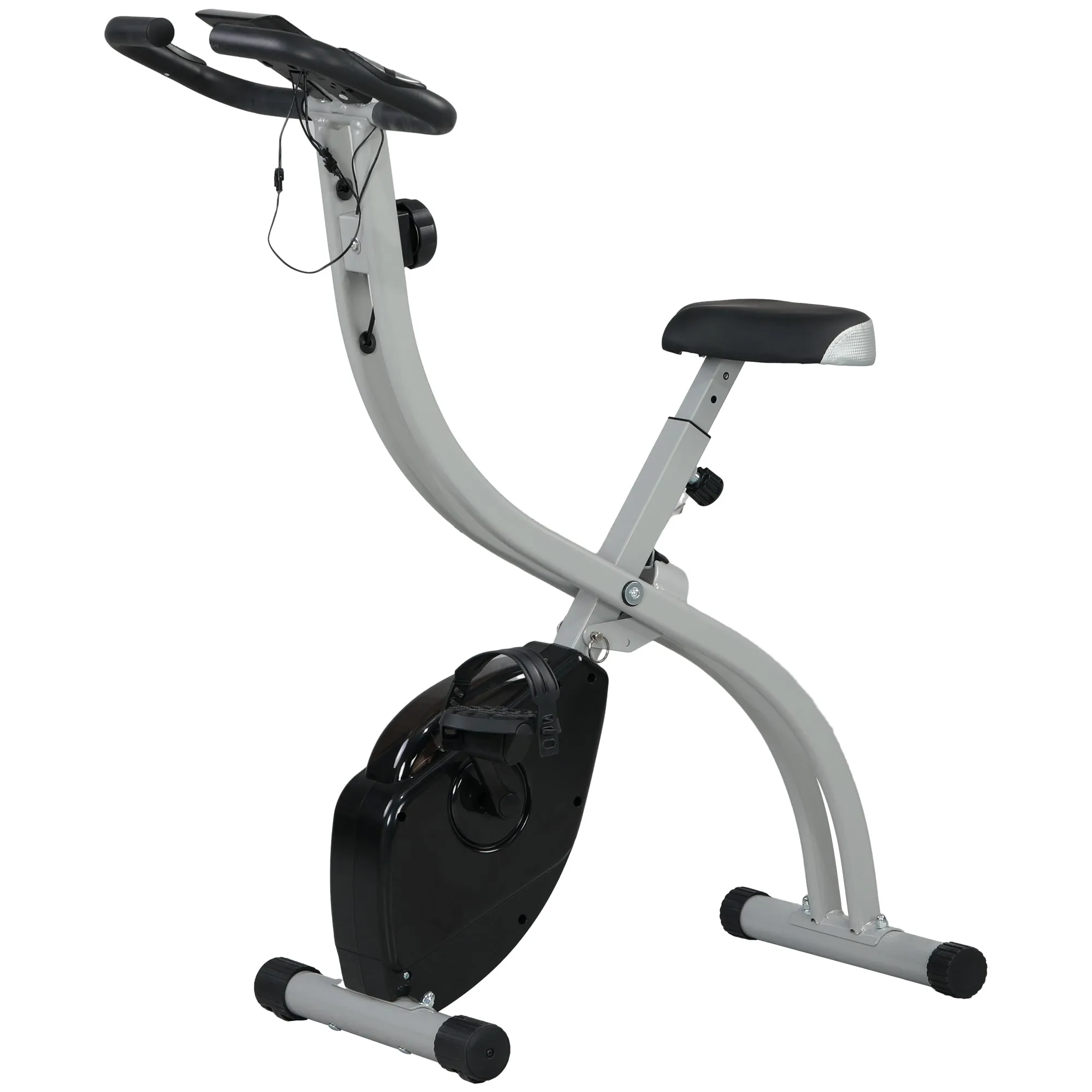Rootz Foldable Home Trainer - Fitness Bike - Indoor Bicycle - 8-Level Magnetic Resistance - LCD Screen - 97cm x 43cm x 110cm