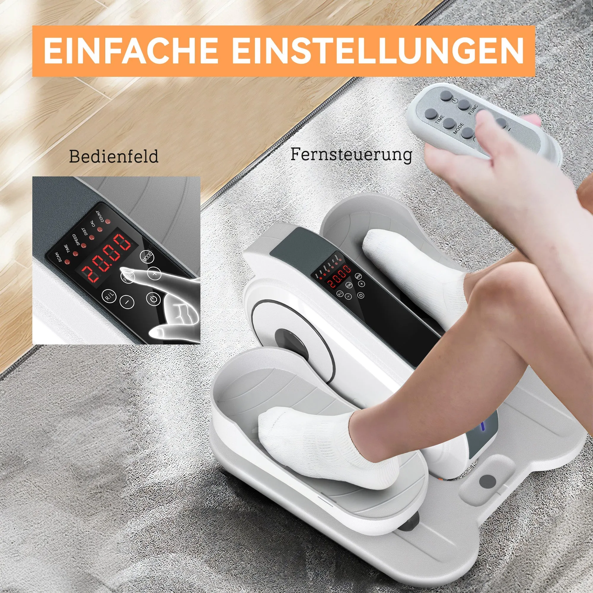 Rootz Mini-EllipStrainer - Seat Pedal Trainer - Compact Elliptical - 10 Speed Levels - LCD Remote - 45cm x 42cm x 27cm