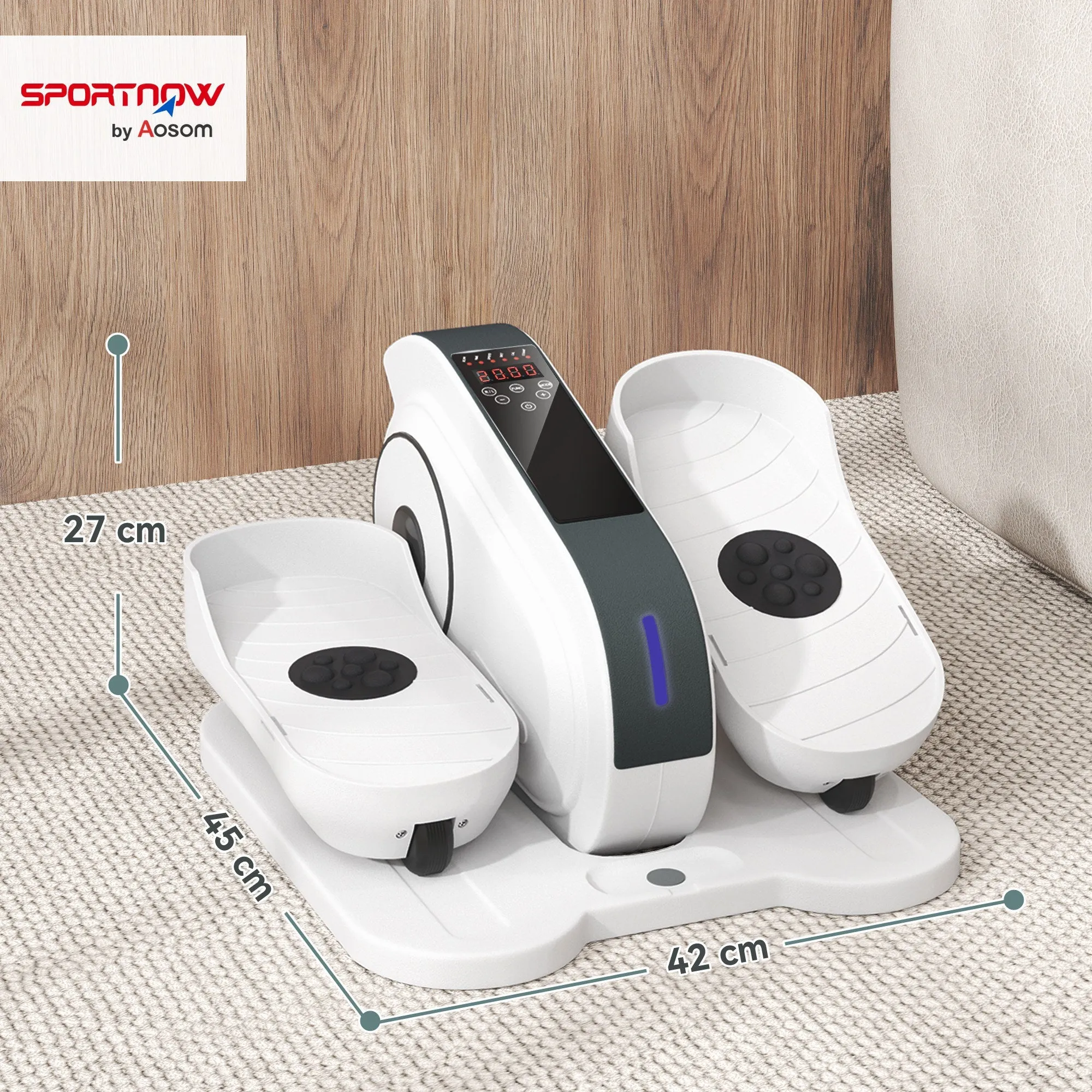 Rootz Mini-EllipStrainer - Seat Pedal Trainer - Compact Elliptical - 10 Speed Levels - LCD Remote - 45cm x 42cm x 27cm