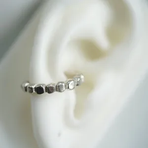 Round silver ear cuff