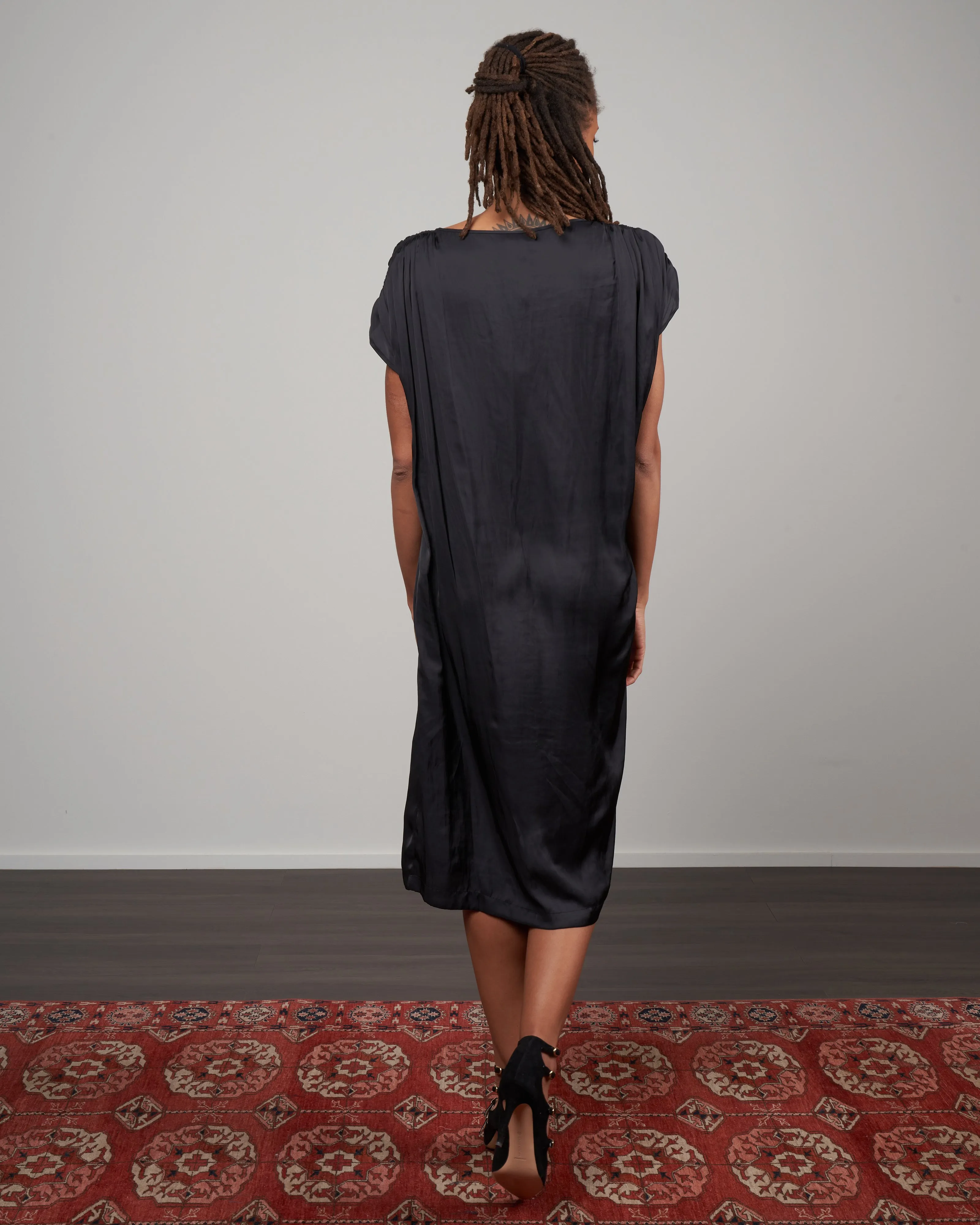 ruched fold dress - black