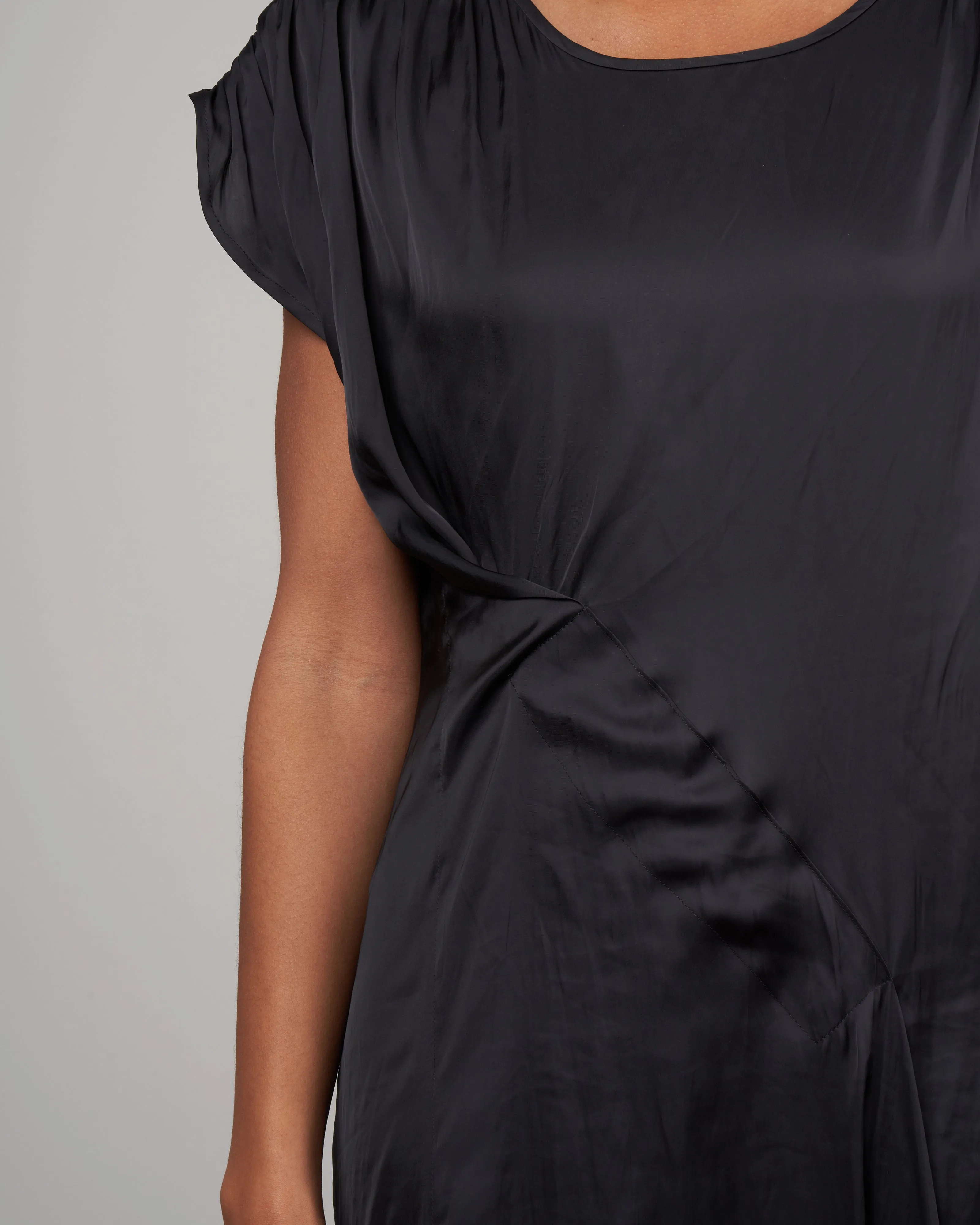 ruched fold dress - black