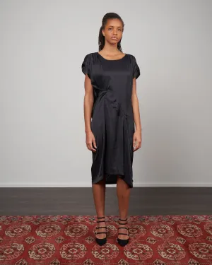 ruched fold dress - black