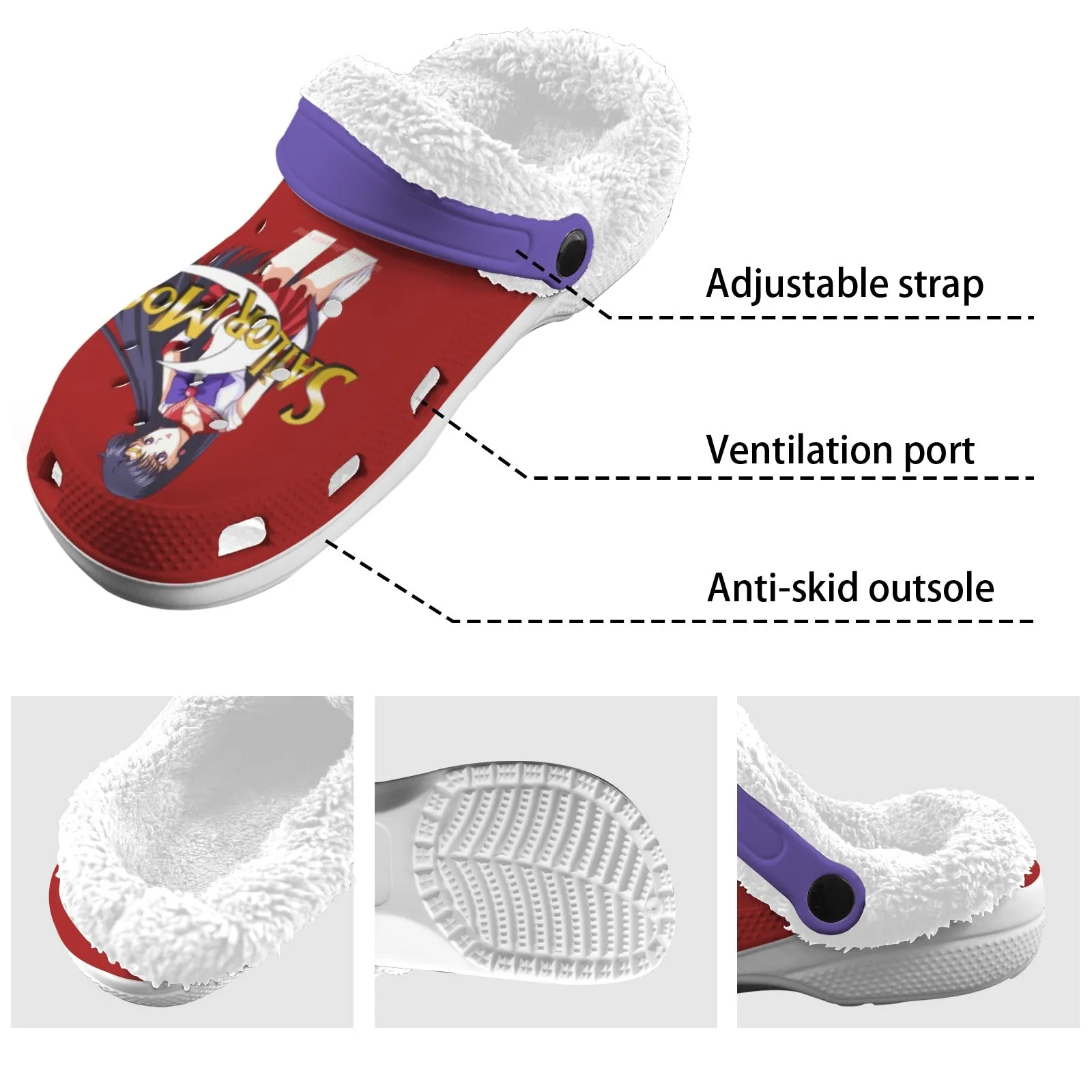 Sailor Mars Fleece Lined Foam Clogs