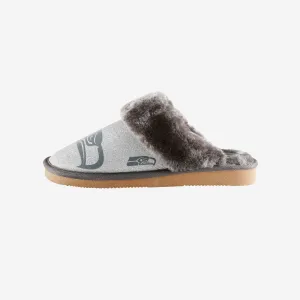 Seattle Seahawks Womens Glitter Open Back Fur Moccasin Slipper