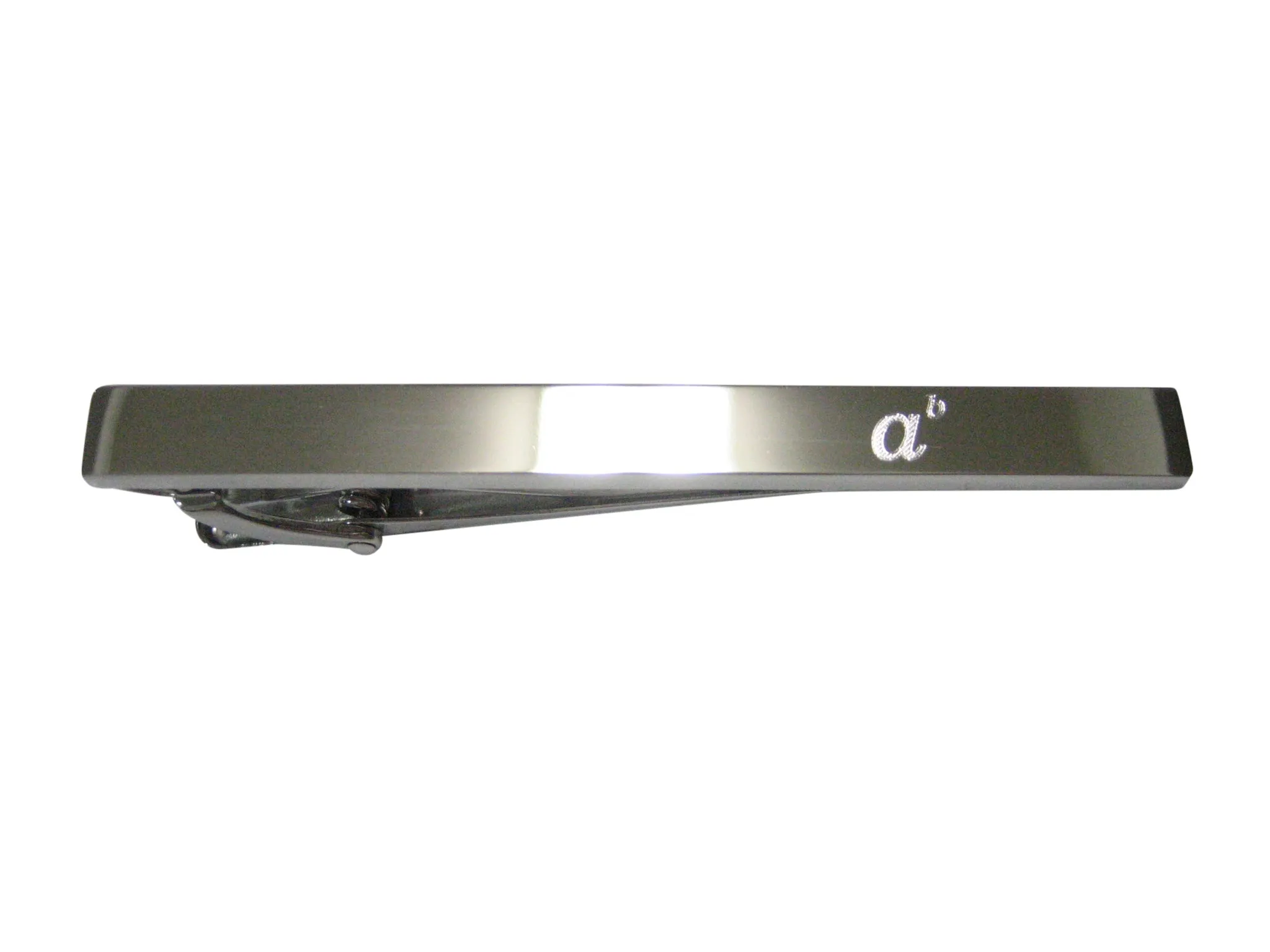 Silver Toned Etched Sleek A to the Power of B Tie Clip