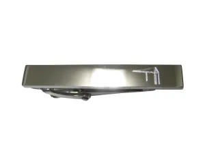 Silver Toned Etched Sleek Construction Crane Skinny Tie Clip