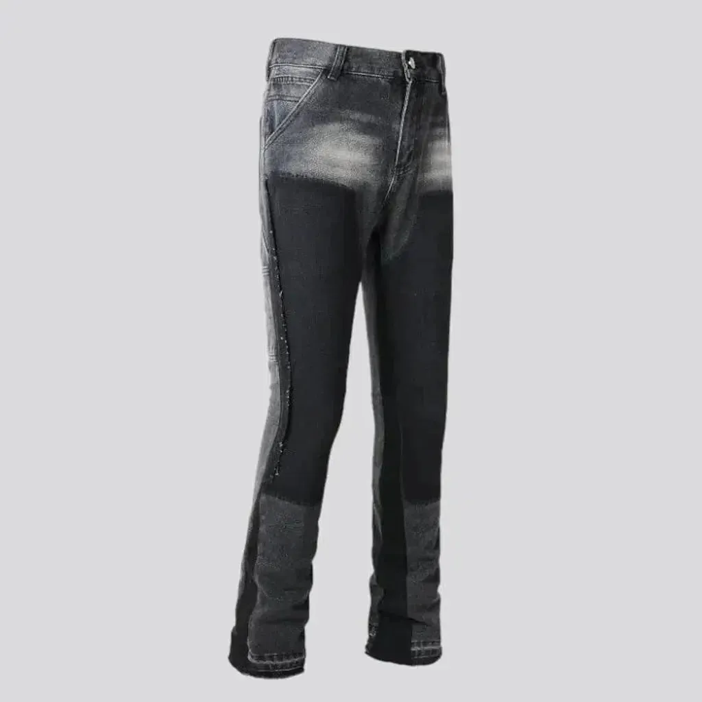 Slim men's color-block jeans