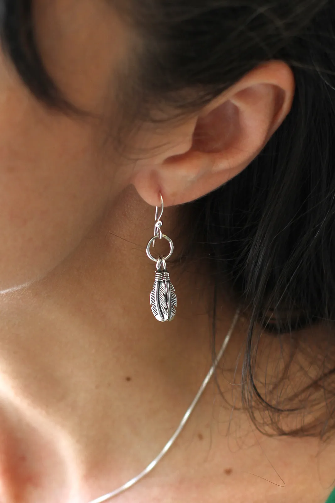Small Twin Feather Earrings