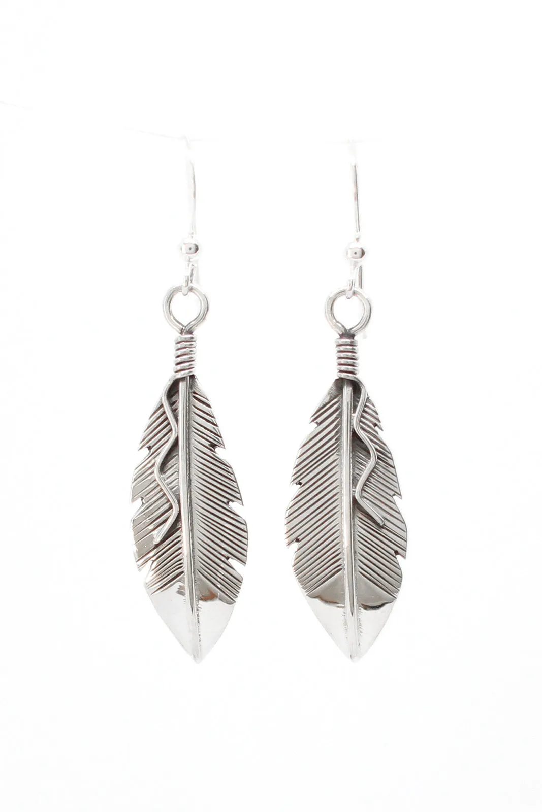 Sterling Silver Navajo Feather Earrings