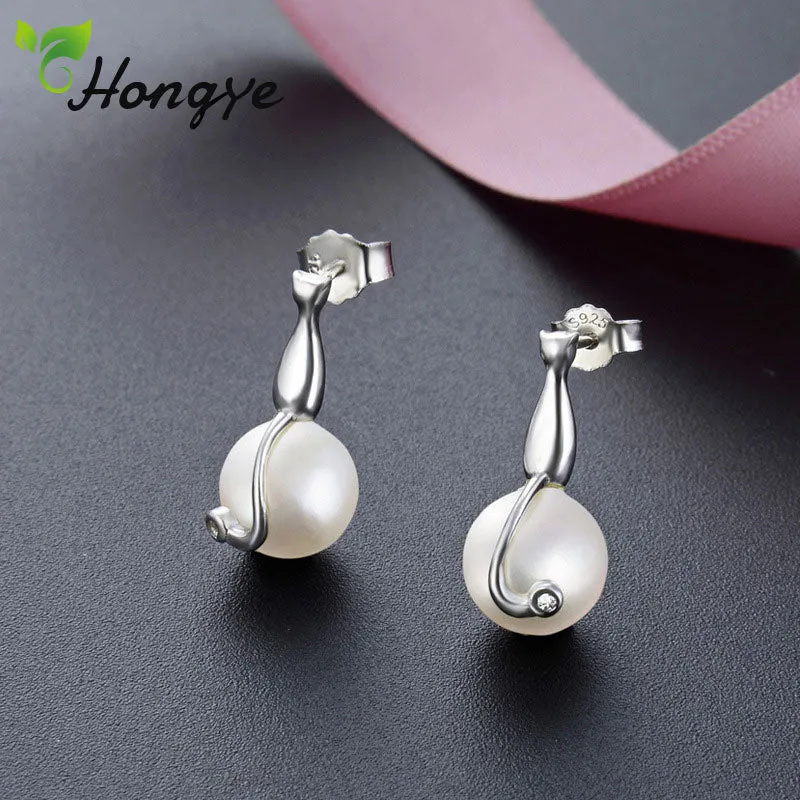 Sterling Silver Pearl Stud Earrings