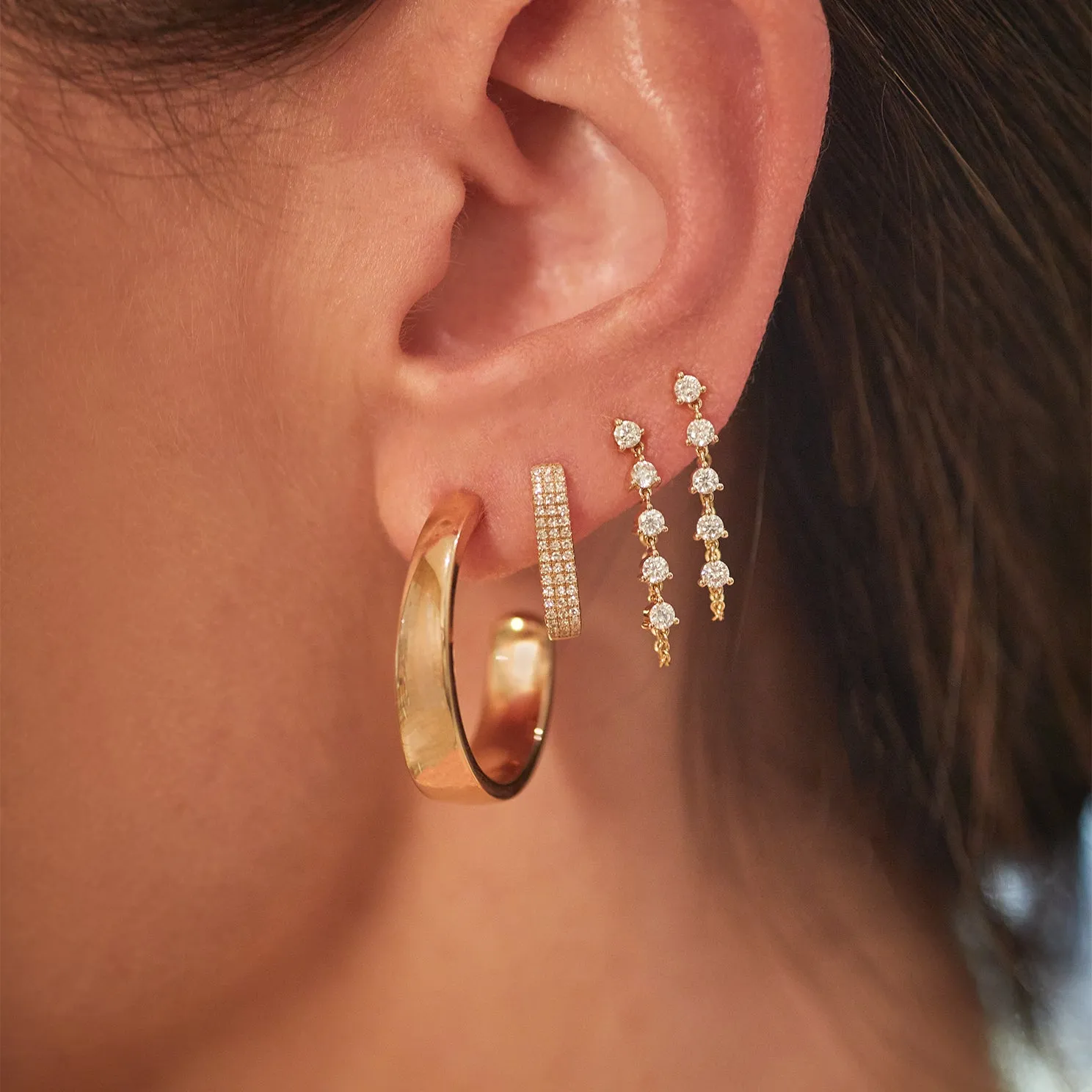Tapered Gold Hoop Earrings