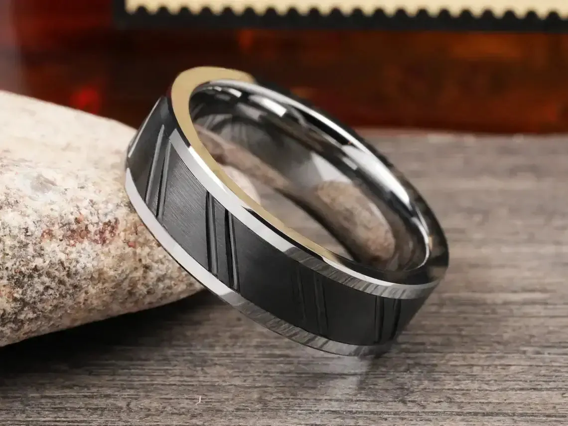 The Slice | Black Wedding Ring for Men