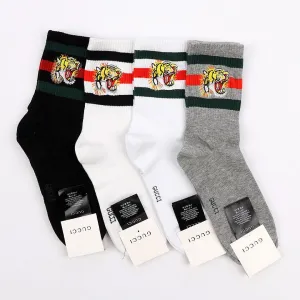 Tiger Head loafers White Black Ash Socks