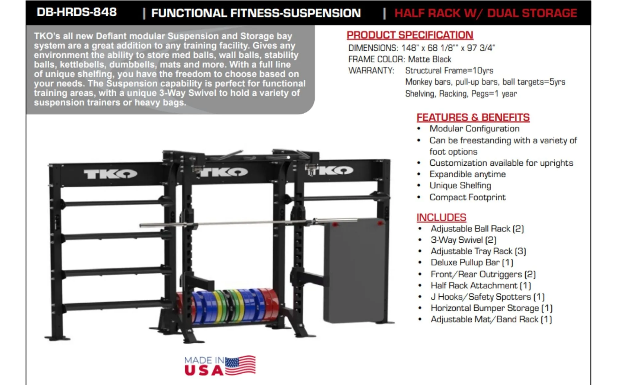 TKO Half Rack With Dual Storage DB-HRDS-848