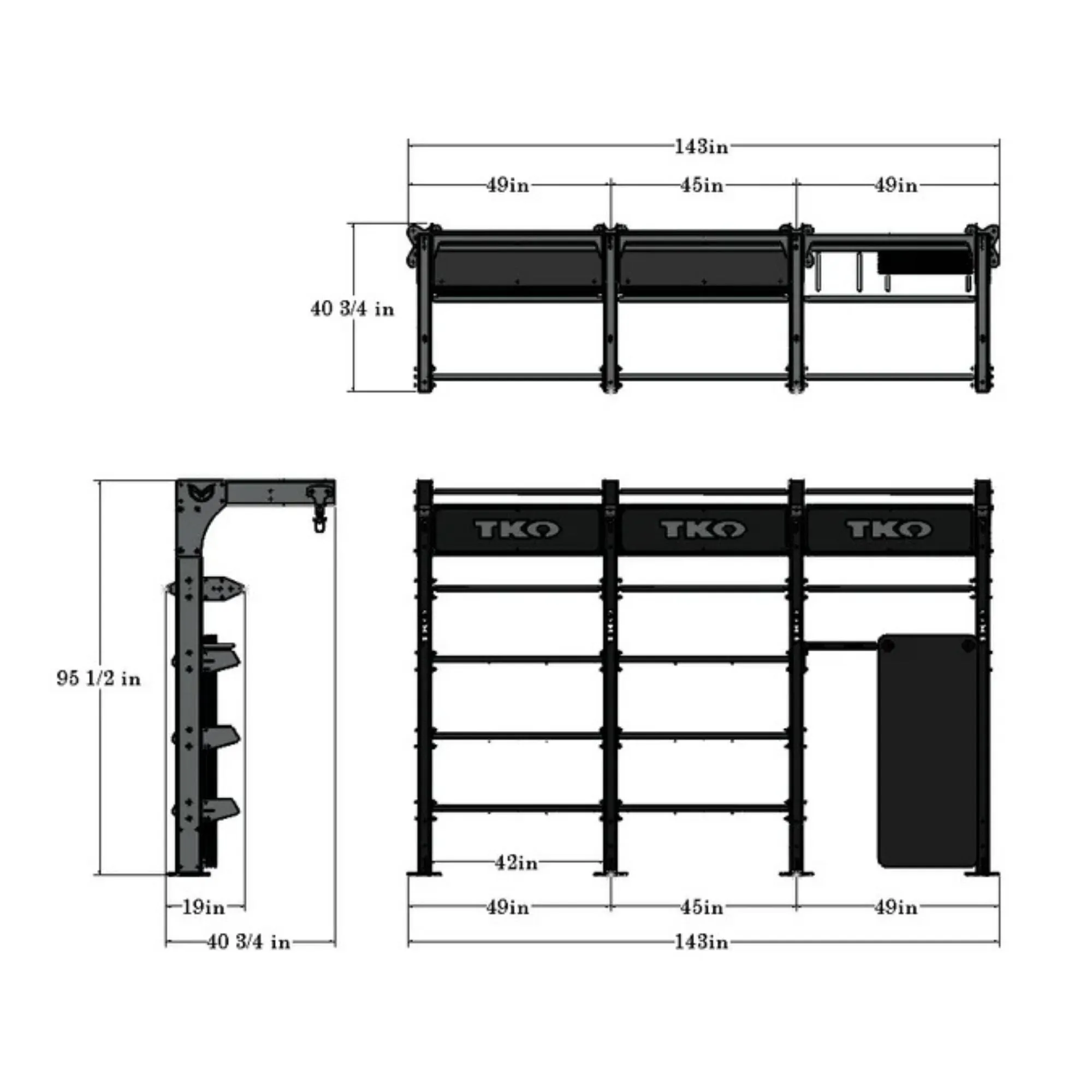TKO Half Rack With Dual Storage DB-HRDS-848