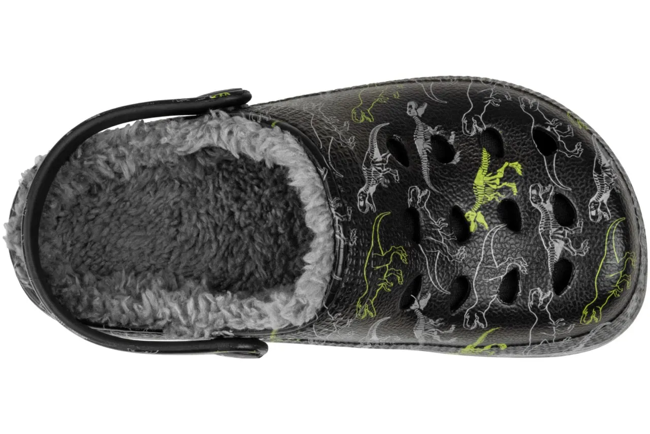 Toddler Boys Dino Printed Injected EVA Clog with Faux Berber Lining