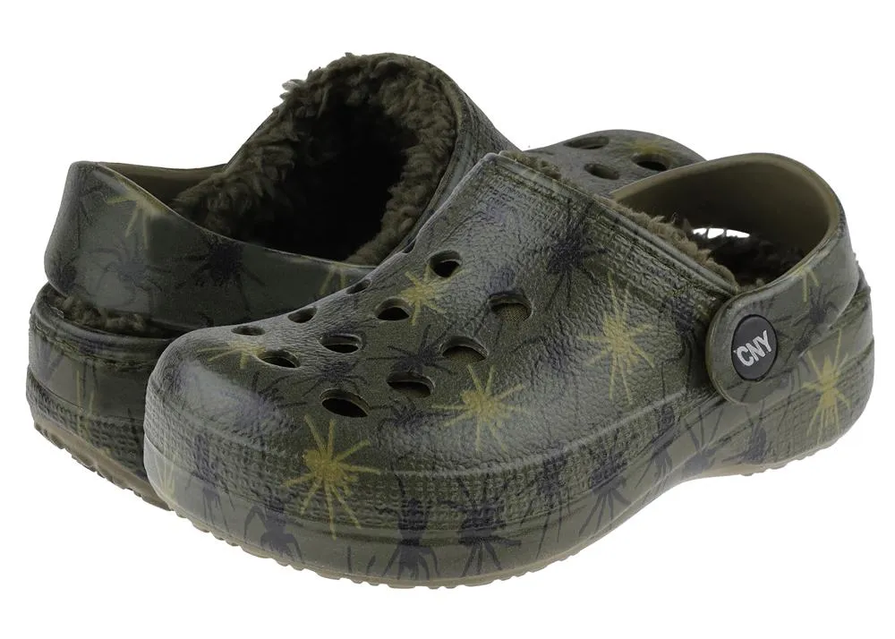 Toddler Unisex Spider Printed Injected EVA Clog with Faux Berber Lining
