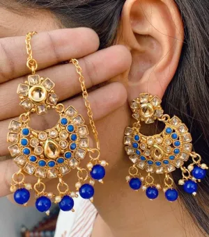 Trendy Alloy Kundan Earring And Mangtika For Women