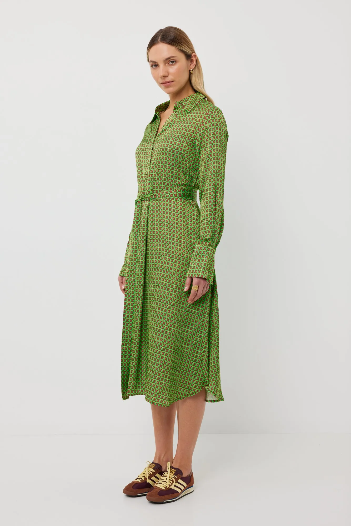 TUESDAY RIVER DRESS FAN PRINT