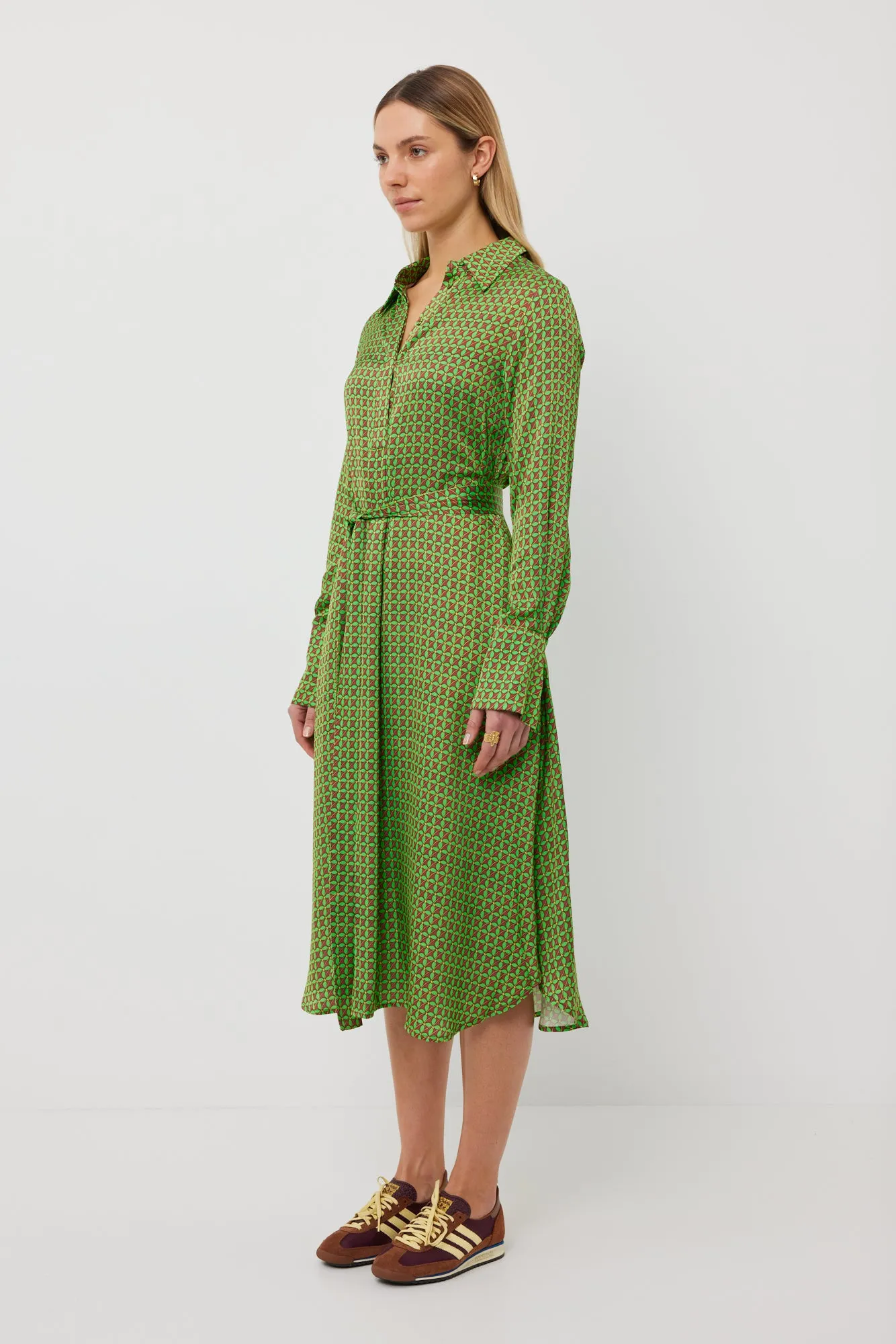 TUESDAY RIVER DRESS FAN PRINT