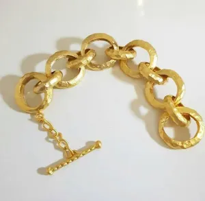 TURKISH BRASS CHAIN LINK BRACELET WITH TOGGLE