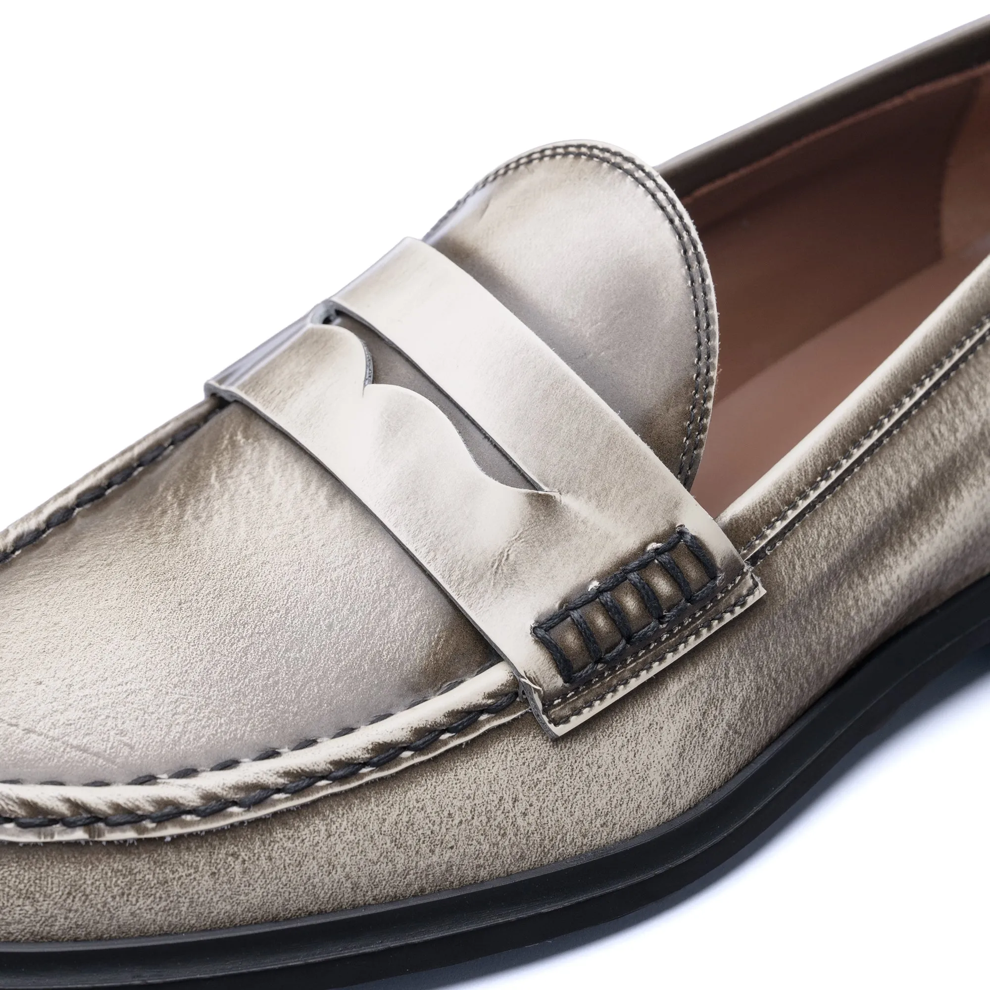 Vendôme Blandine cream spazzolato leather loafers